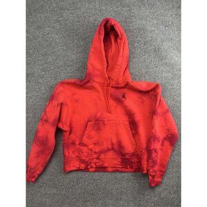 Jordan Hoodie Womens Small Red Tie Dye Loose Fit Pullover Crop Sweatshirt Fleece
